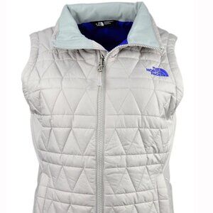 The North Face Women's Quilted Vest - Light Gray and Blue